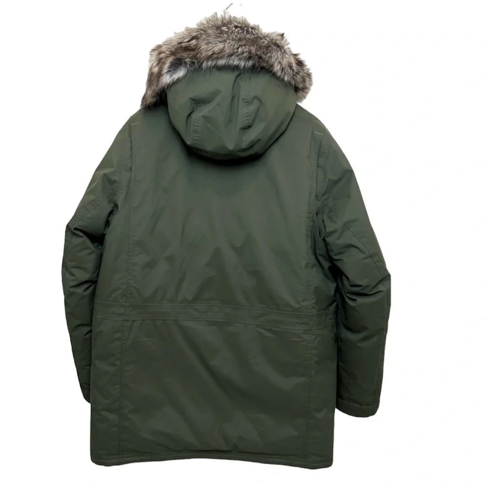 Eddie Bauer Men’s Superior Down Parka Jacket Large Army Green w Faux Fur Trim - Picture 5 of 17